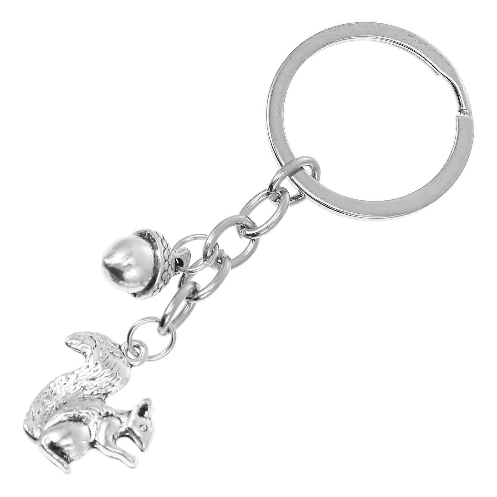 Key Chain Metal Squirrel and Pine Cone for Key Collection 2Pcs