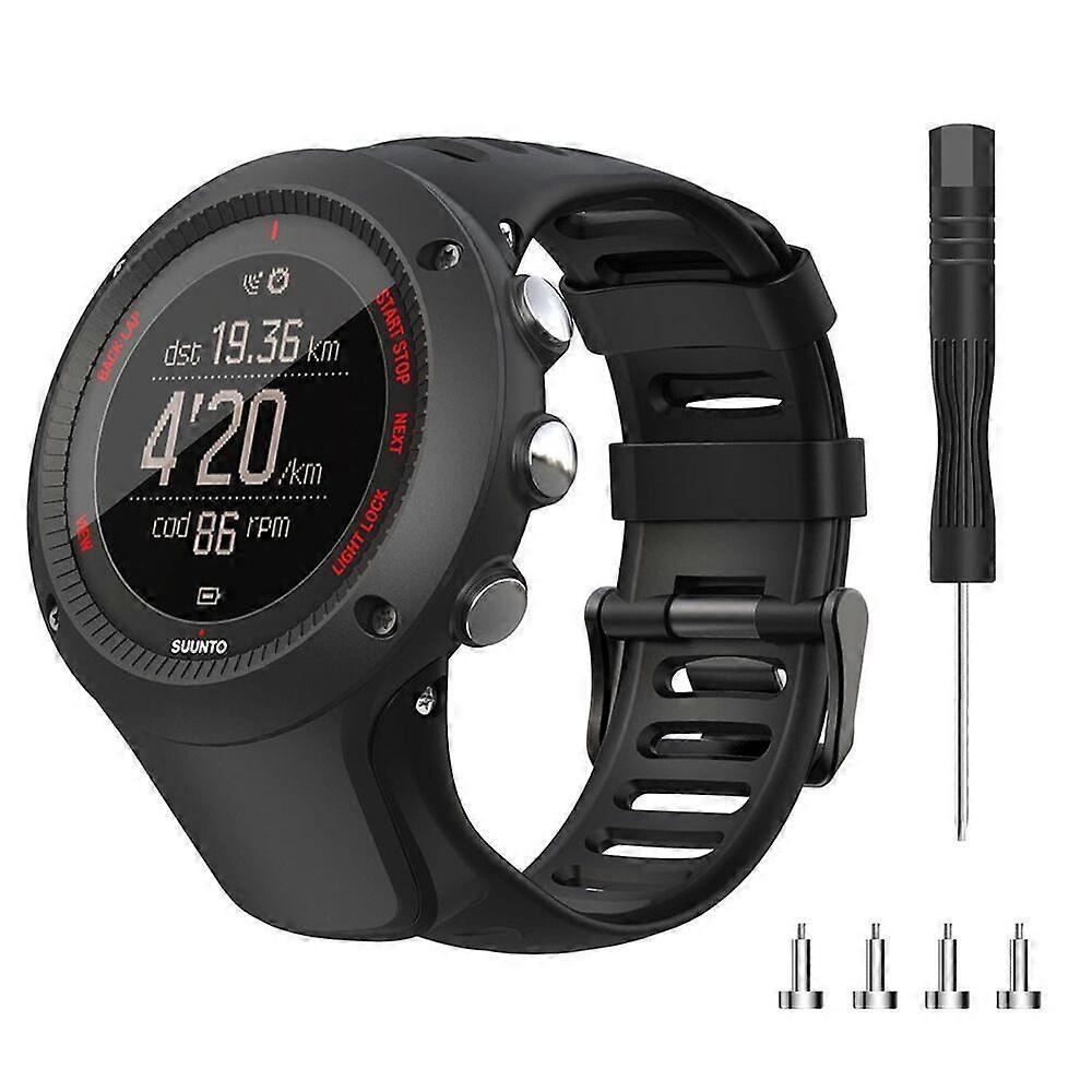 Adjustable Replacement Silicone Strap for Suunto Ambit 1/Ambit2/Ambit3 Black