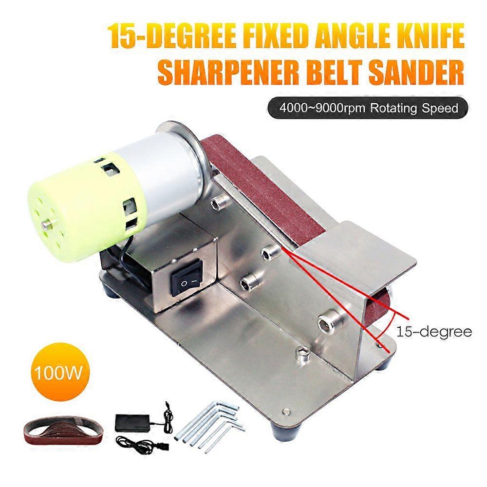 15-degree Fixed Angle Knife Sharpener Belt Sander 7 Level Adjustable Polisher Polishing Machine with 10pcs Sanding Belts