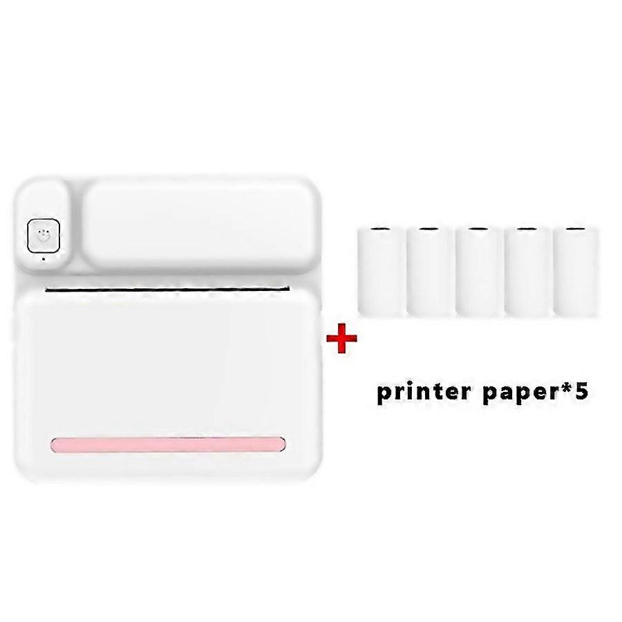 For C19 200dpi Student Homework Printer Bluetooth Inkless Pocket Printer Printer Paper X 5 Pink