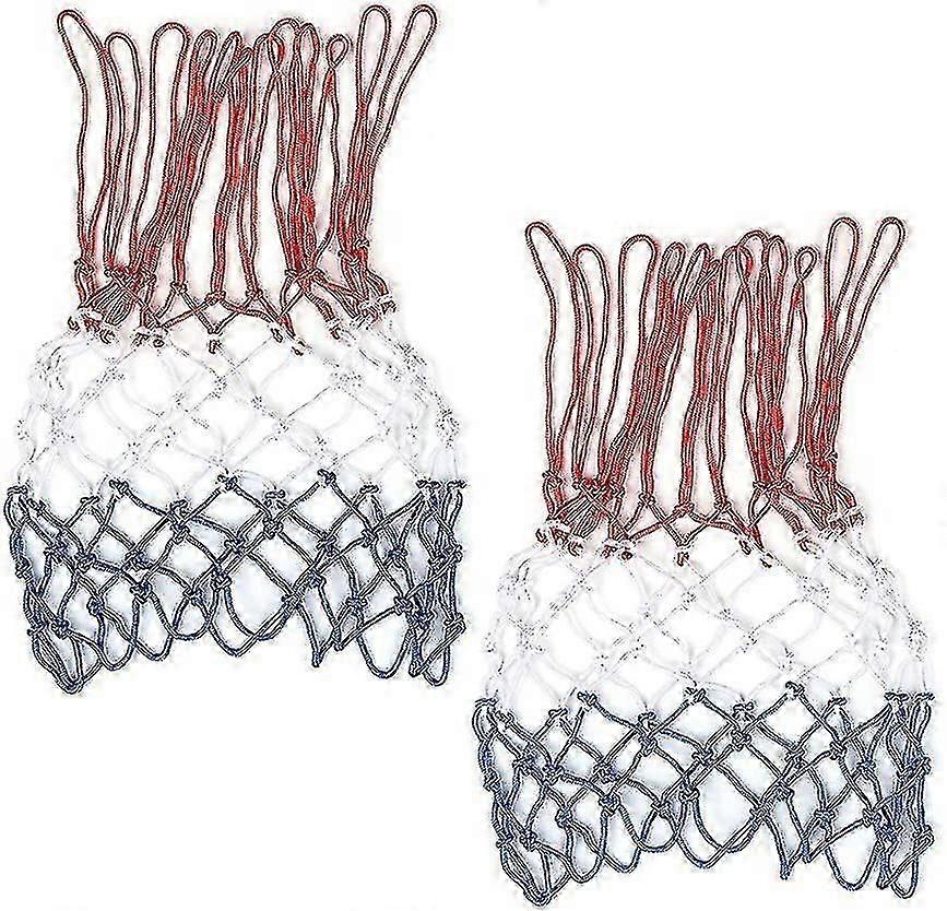 2 Pack Basketball Nets Heavy Duty 12 Loop Nylon Basketball Replacement Net(red/white/blue) - ya0