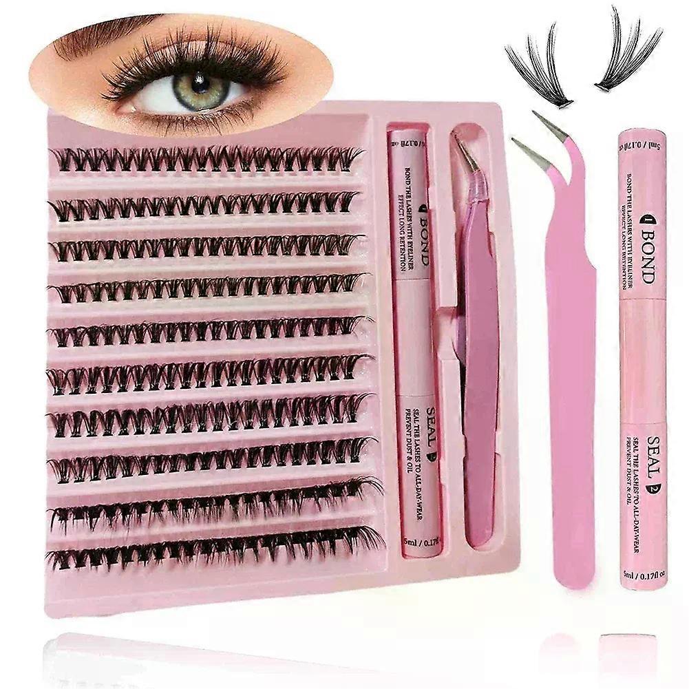 DIY Lashes Clusters Set Extensions Kit Fake eyelashes Mix Lash Clusters with Lash Bond Seal and Lash Applicator Tool Makeup