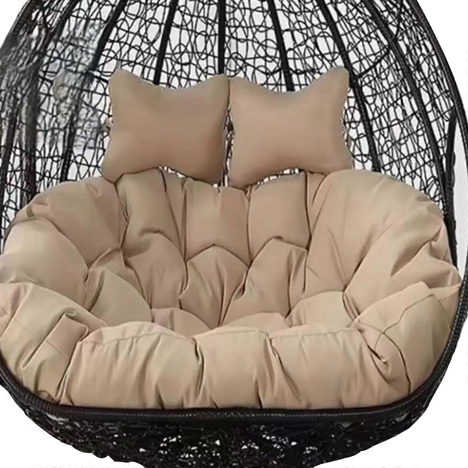 Outdoor Double Hanging Egg Chair Swing 170x120 Cm Khaki 2 Person Hammock Replacement Cushion
