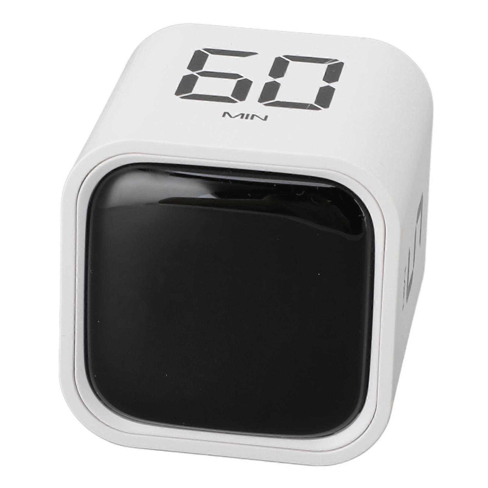 Gravity Timer Digital Cube 5-60 Min Silent Vibration 46x44x44mm White