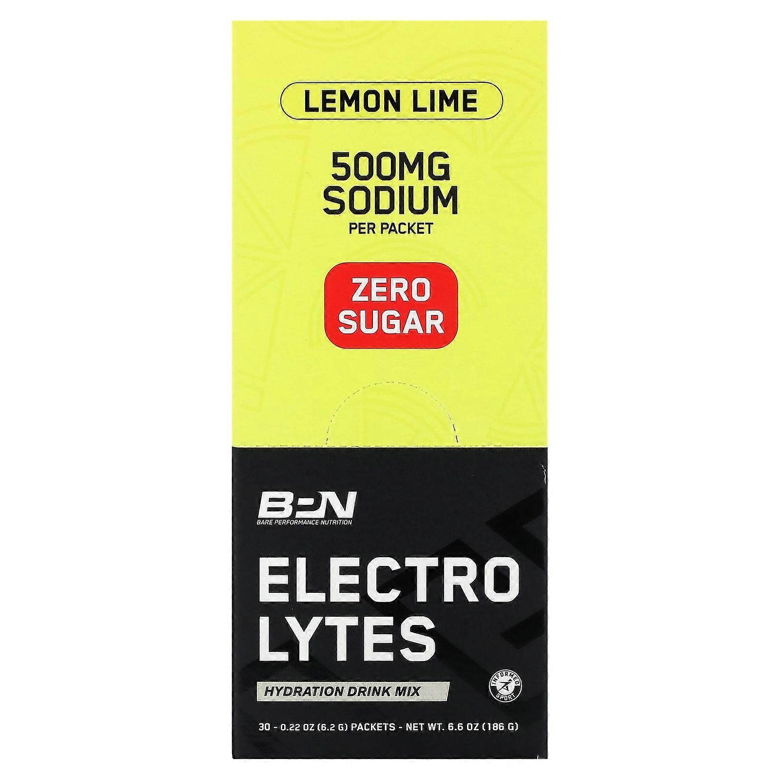 Electrolytes, Hydration Drink Mix, Lemon Lime, 30 Packets, 0.22 oz (6.2 g) Each