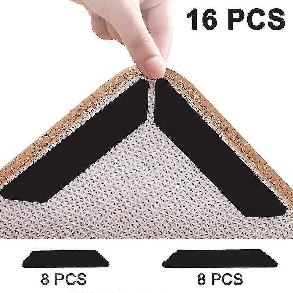 Tflycq 16 Pcs Double Sided Anti Curling Corner Carpet Gripper Rug Tape 26s
