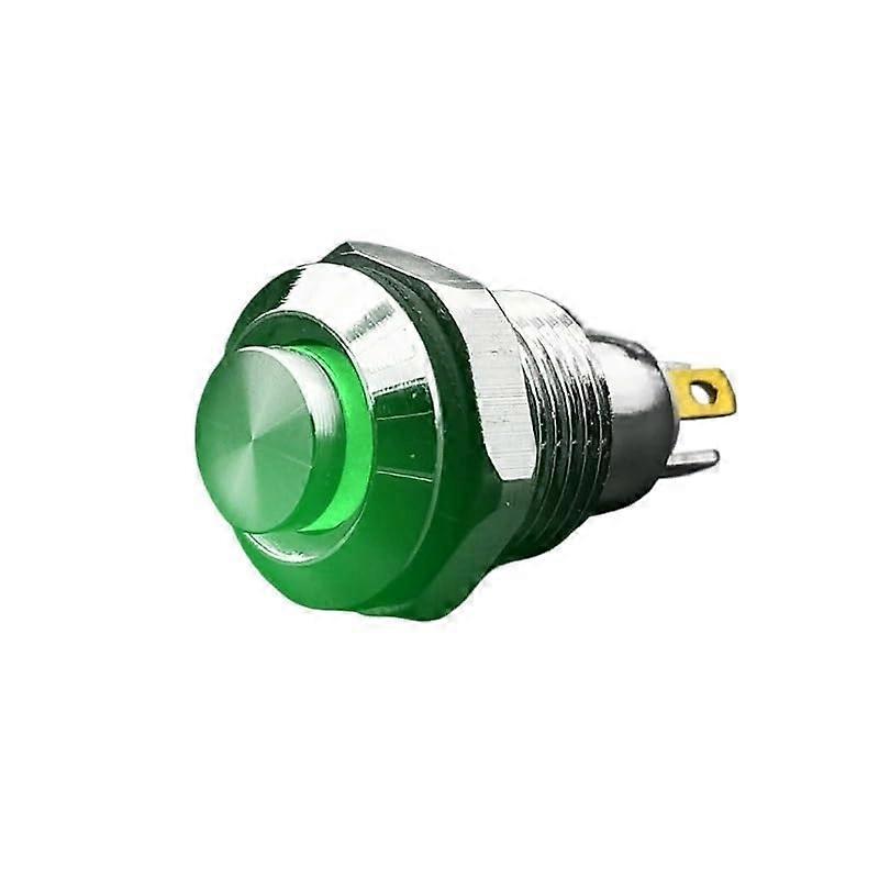 Push Button Switch 10mm Metal, Green LED Indicator, SelfReset Momentary, 4Pin,  Head, 1.8V