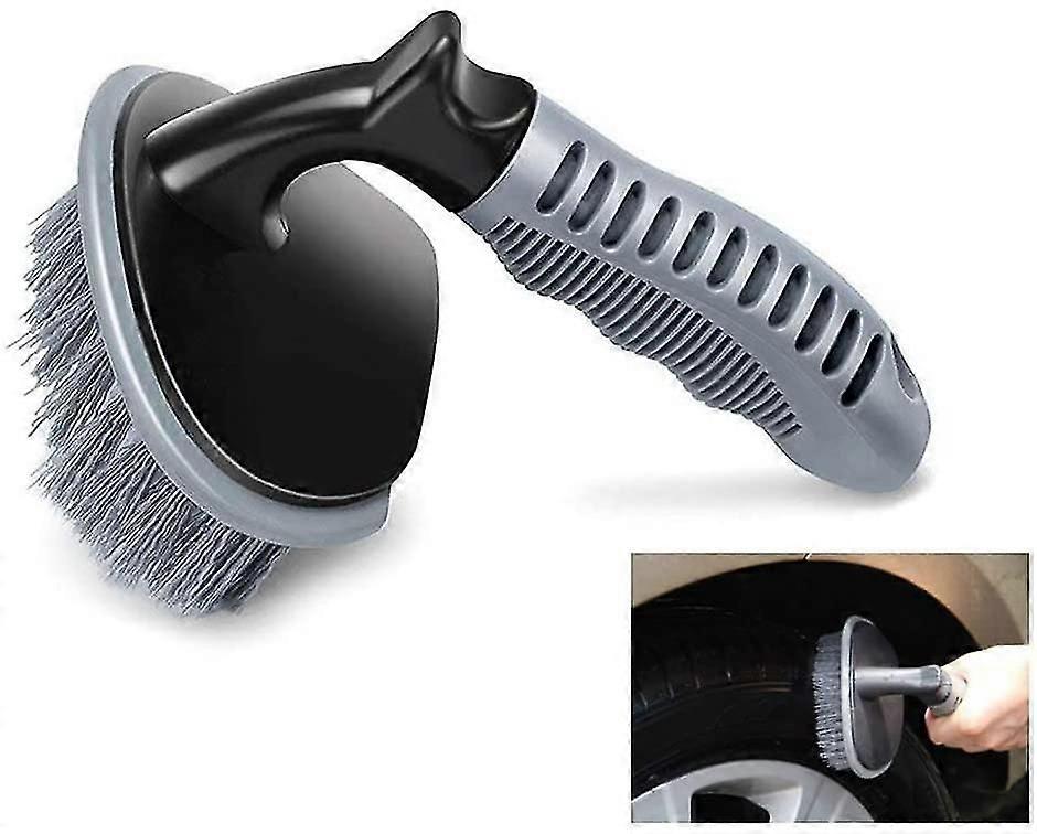 Tire Wash Brush With Universal Rubber Handle, High Quality