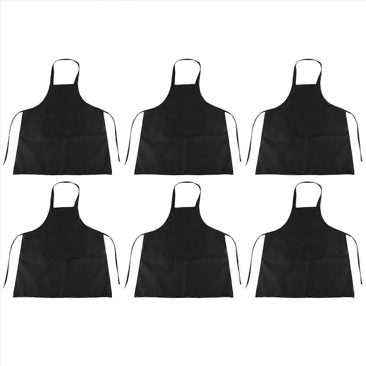 6 Pack Black Kitchen Apron with 2 Pockets Anti-Dirty Apron Suitable