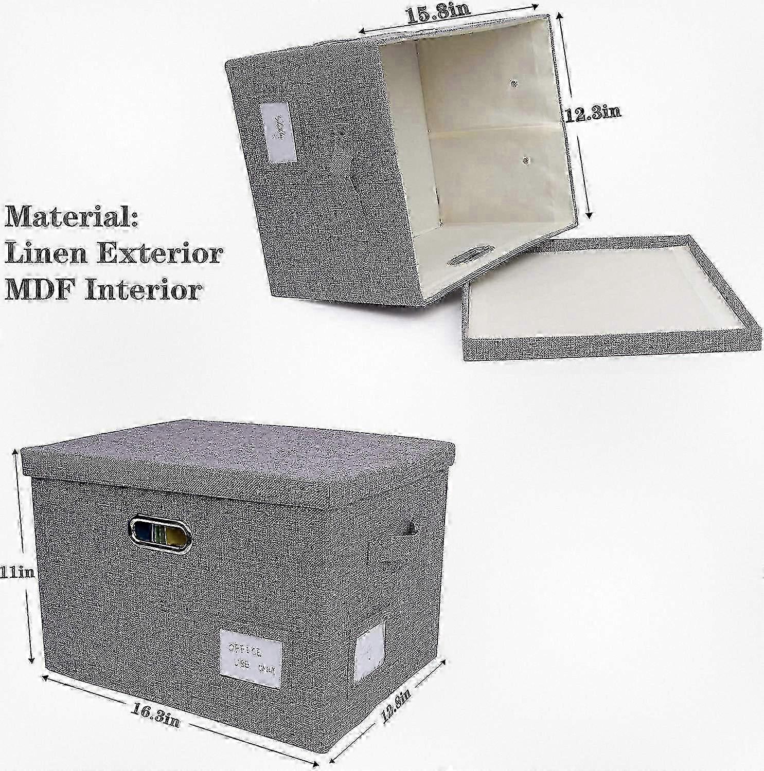 Collapsible Linen File Organizer Box, Easy to Slide File Folders, Suitable for Letter/Legal Hanging Filing Organization, Durable File Storage Solution