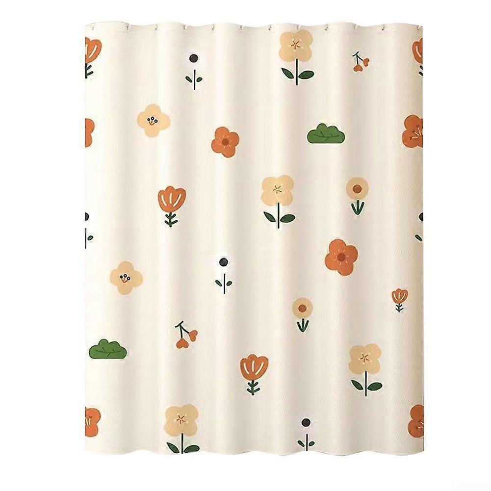 Modern Simple Waterproof Shower Curtain 150x180 Cm With Hooks Polyester Floral Pattern For Bathroom