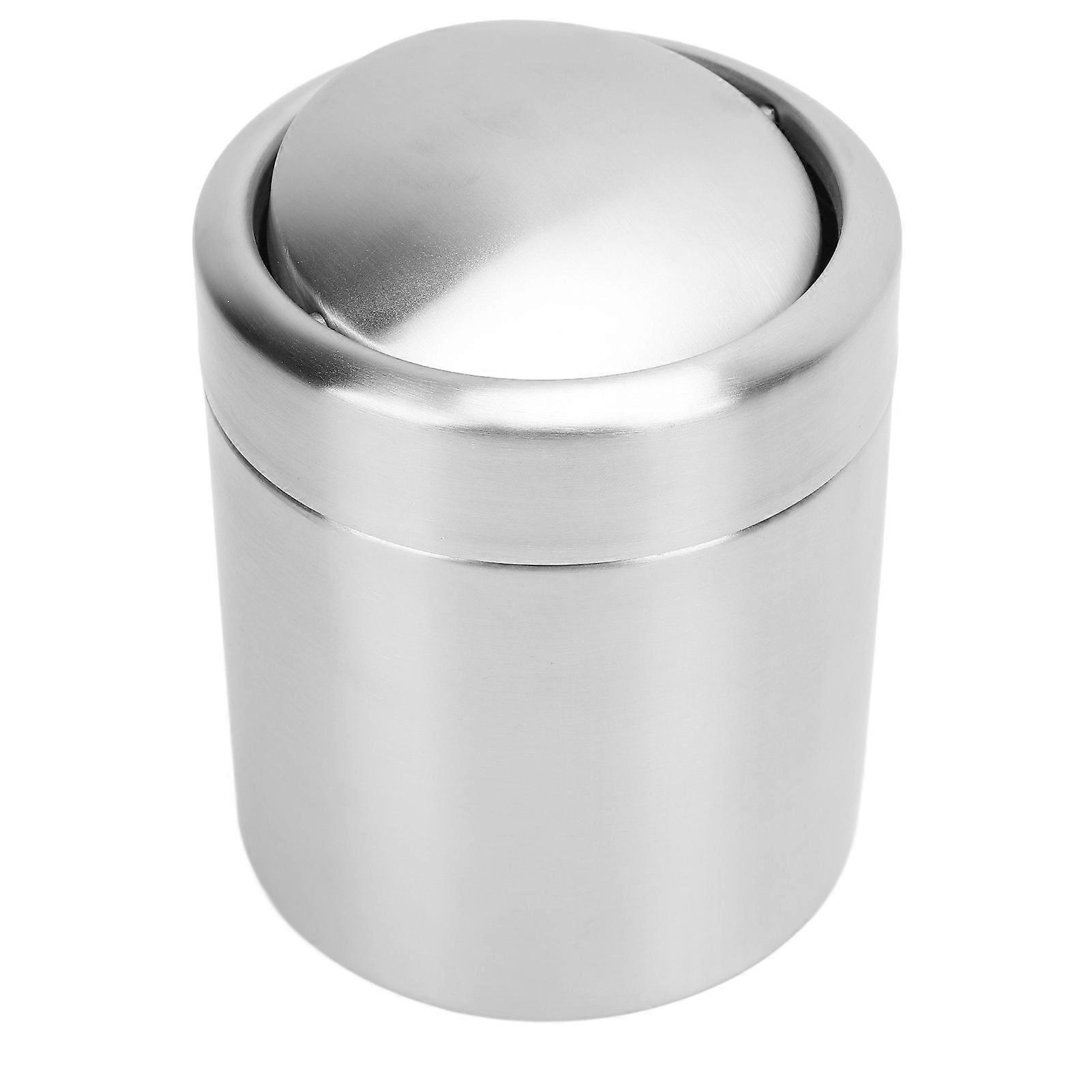 Mini Desk Trash Can with Swing Lid 304 Stainless Steel Small Countertop Garbage Can for Home Office 