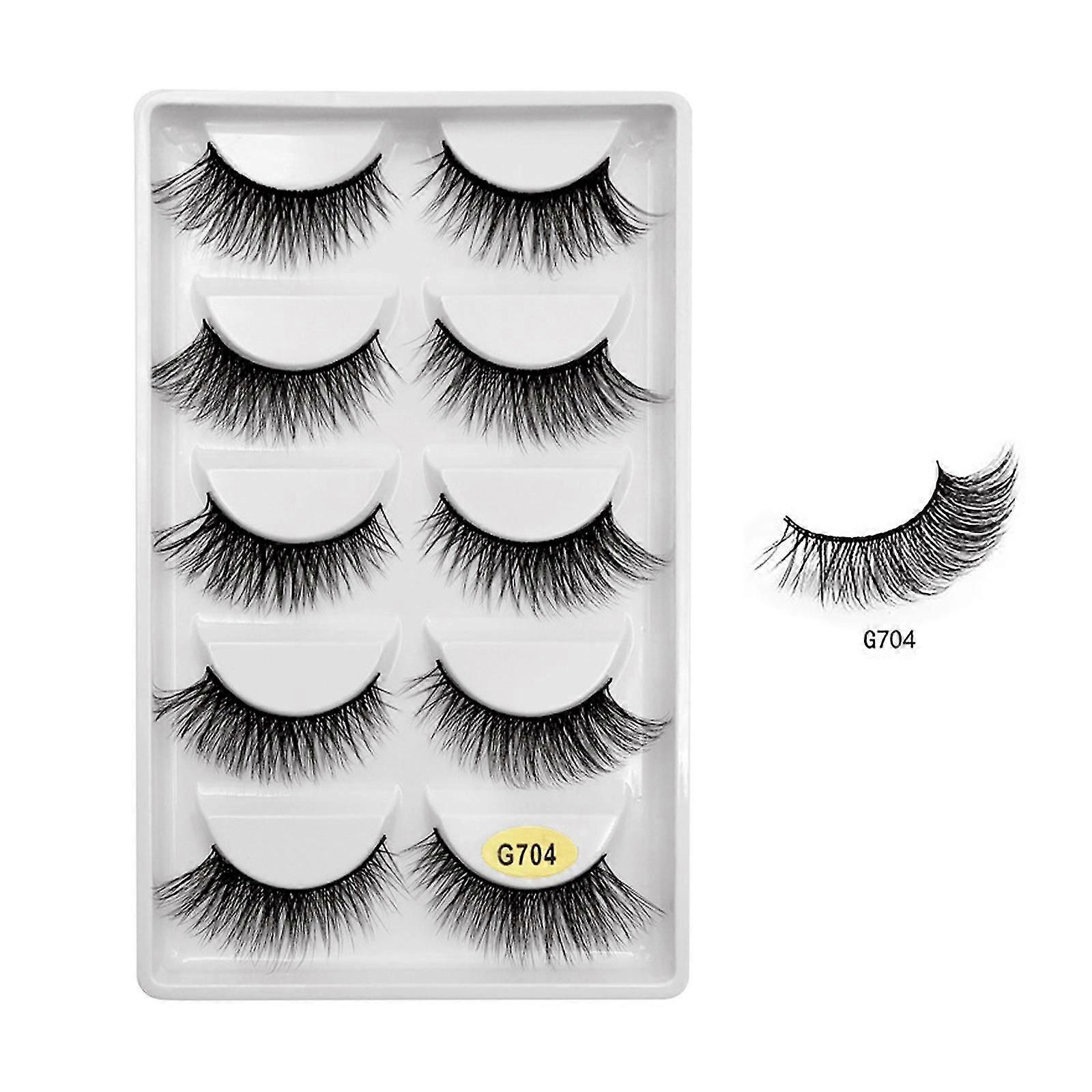 False Eyelashes 5 Pairs Of Natural False Eyelashes Multipack False Eyelashes Handmade Natural Eyelashes Search Full Cover No Glue Cat Eyelashes Makeup