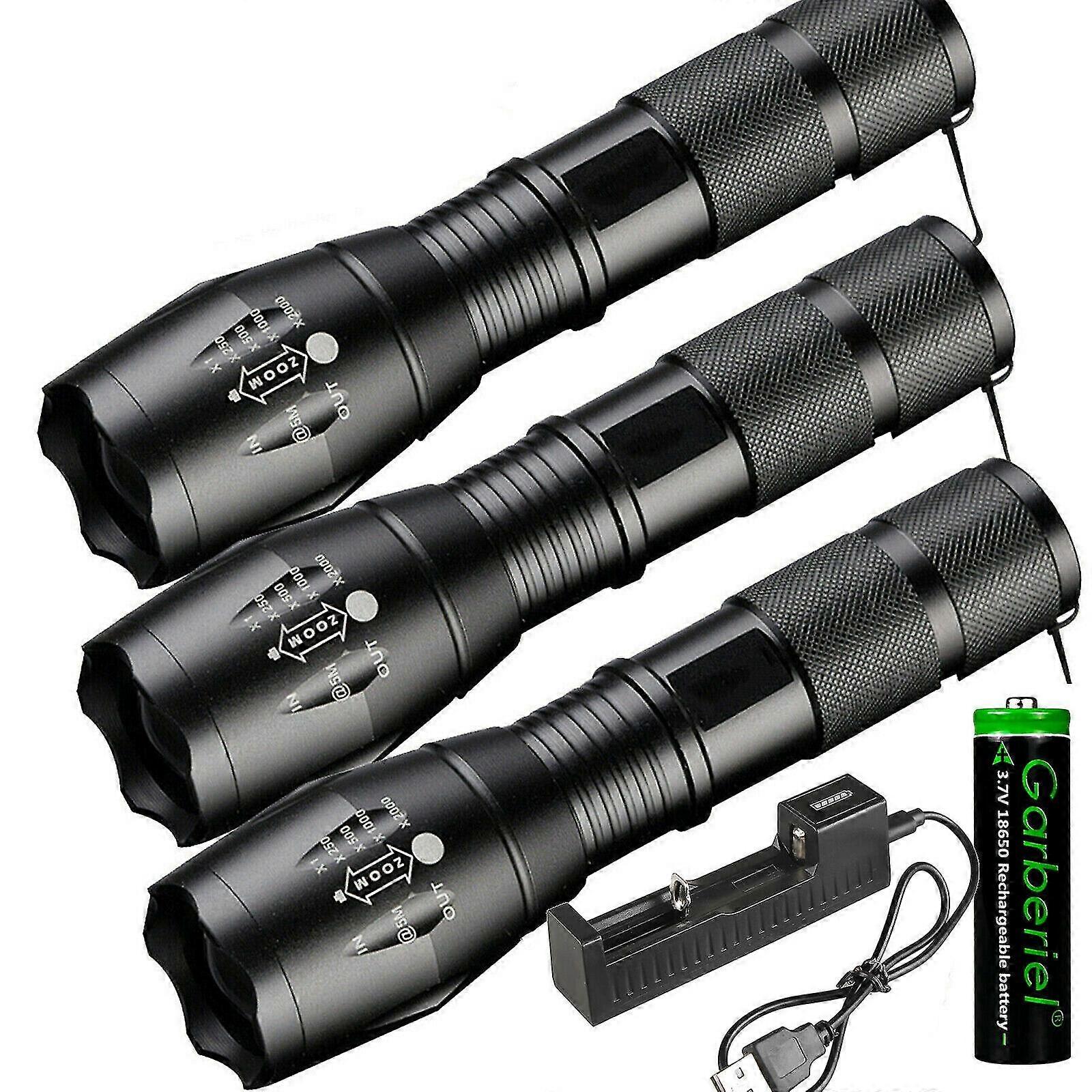 25-26 3pcs 2000lumen T6 Led Flashlight Mini Zoom Torch