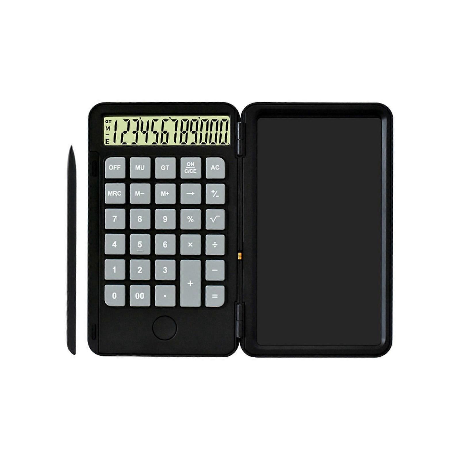 Basic Calculator with Notepad, 12-Digit Large Display, Rechargeable, Portable with Erasable Writing Tablet, Compatible with Office & School