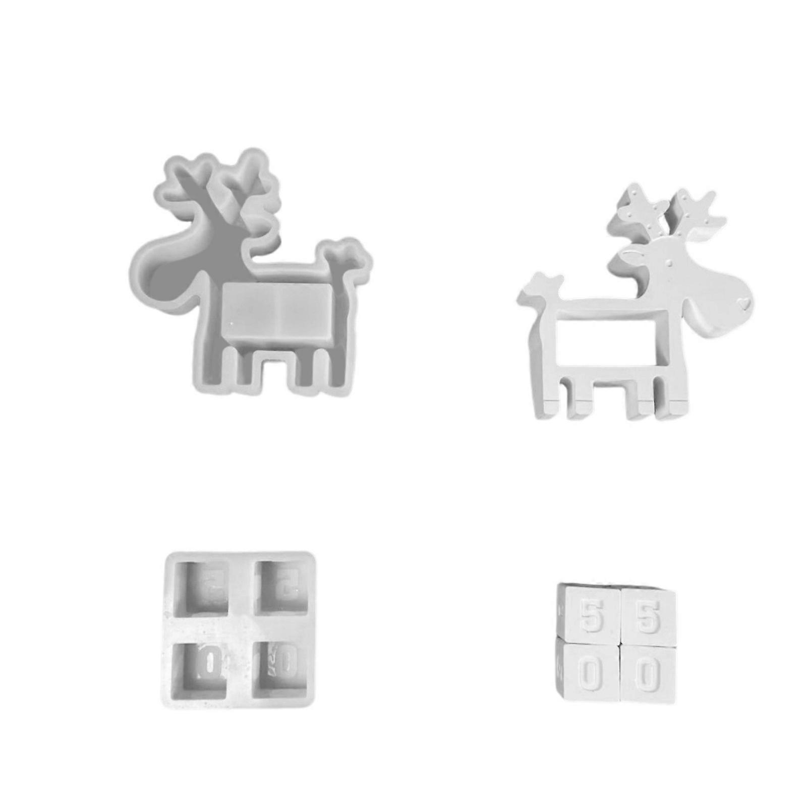 Christma Countdowns Calendar Mold Set Christmas Reindeers Resin Silicone Molds for Epoxy Resin Casting Crafts Ornament Multicolor