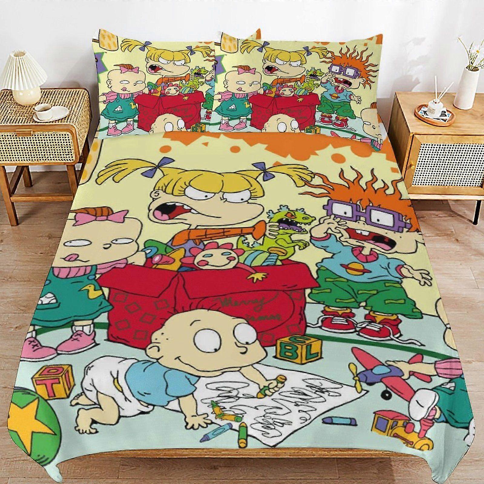 W82 rugrats Durable Weave Texture Light Structure Easy Fit Sleep Time Duvet Cover Sets for Homes M82