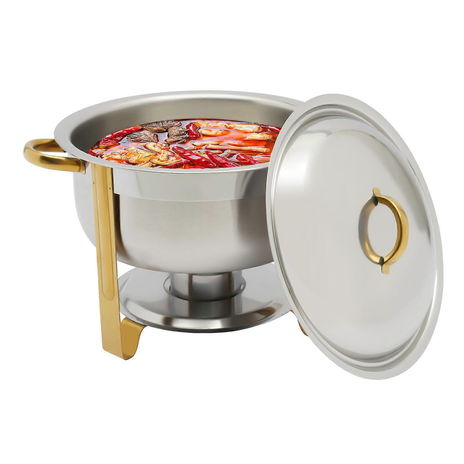 CNCEST Chafing dish rond en acier inoxydable de 5 L chauffe-plats idéal pour les buffets et les fête