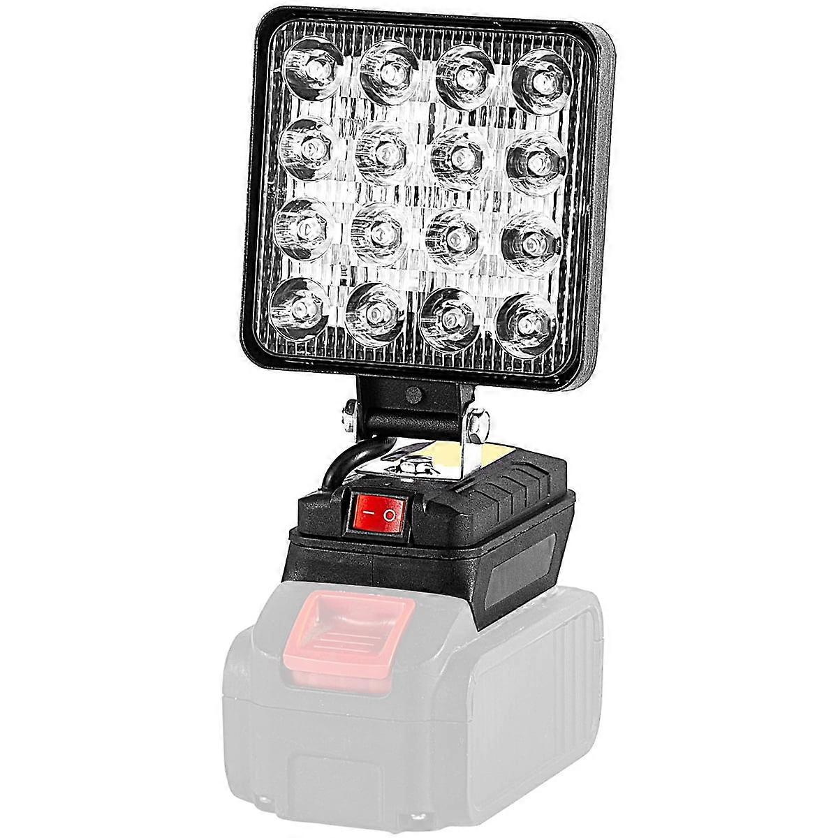 Grusce 4" Square LED Work Light 18V/20V 27W, 90° Rotatable, Cordless Portable Flashlight with USB Charging, Compatible with Job Site & Outdoor Use