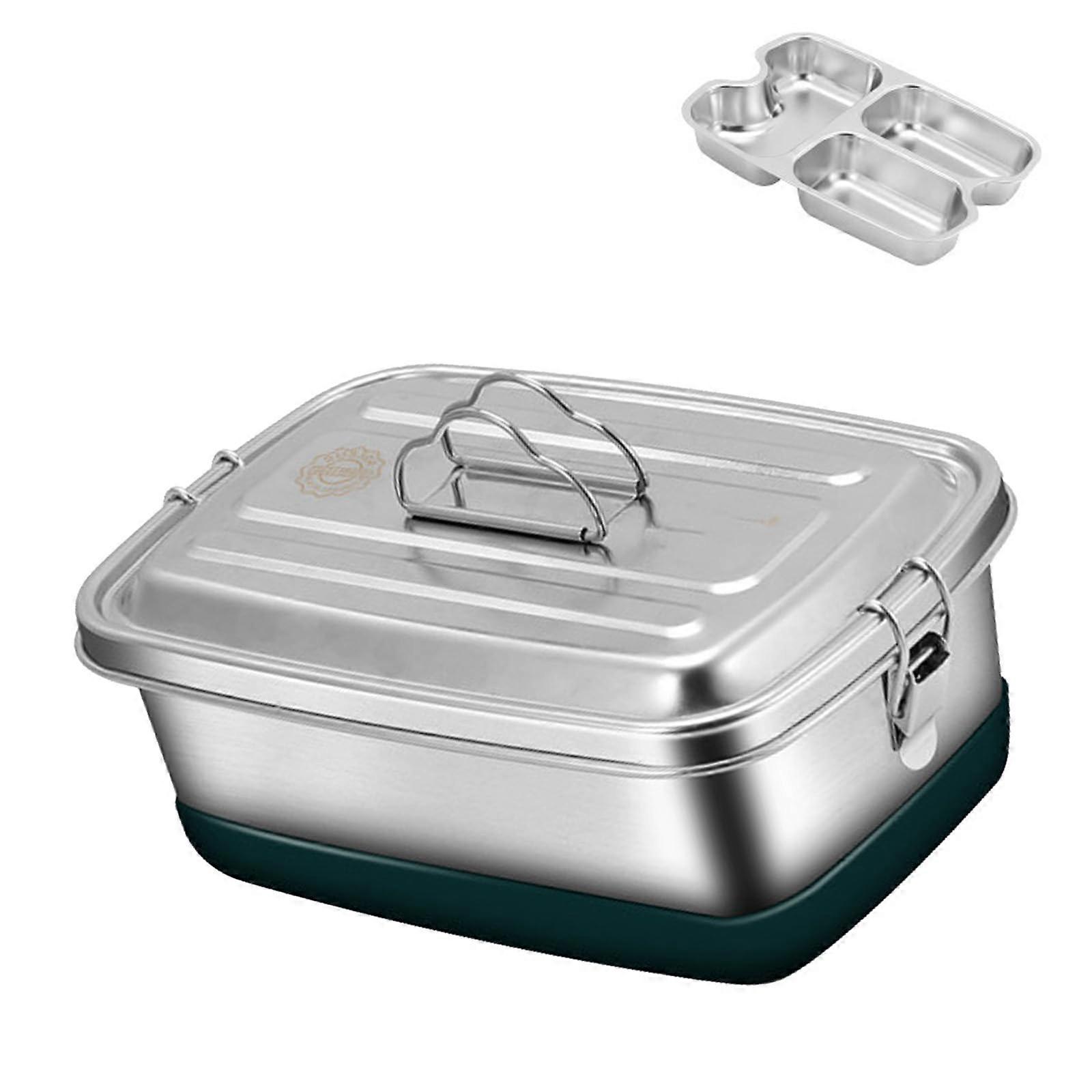 Portable Stainless Steel Lunch Container Double Layer With Compartments Bento Box For Office School Or Travel
