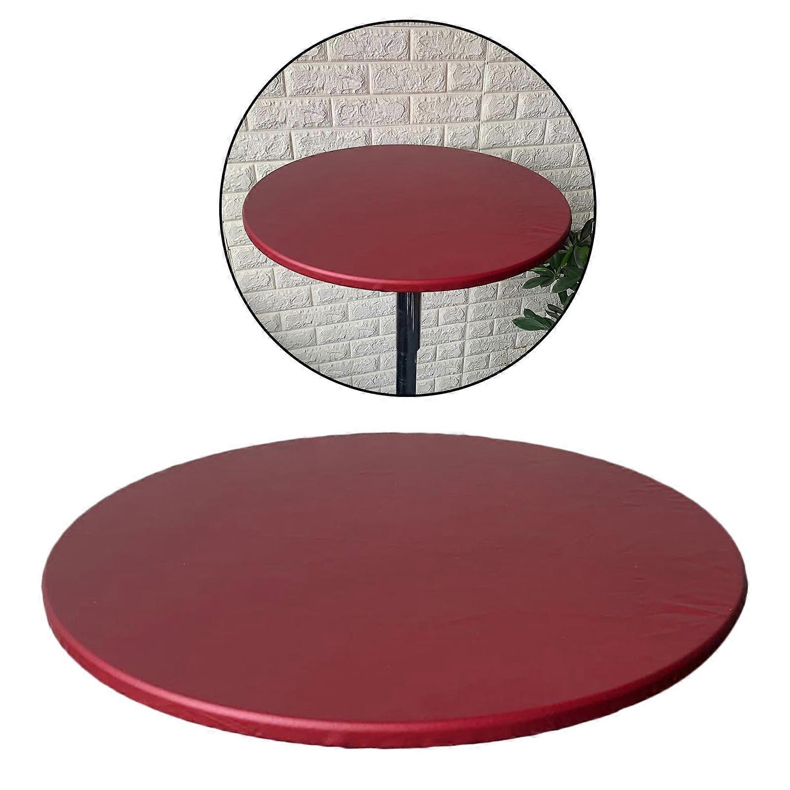 Fitted Round Table Cloth Waterproof Polyester Tablecloth for Catering Banquet - Red