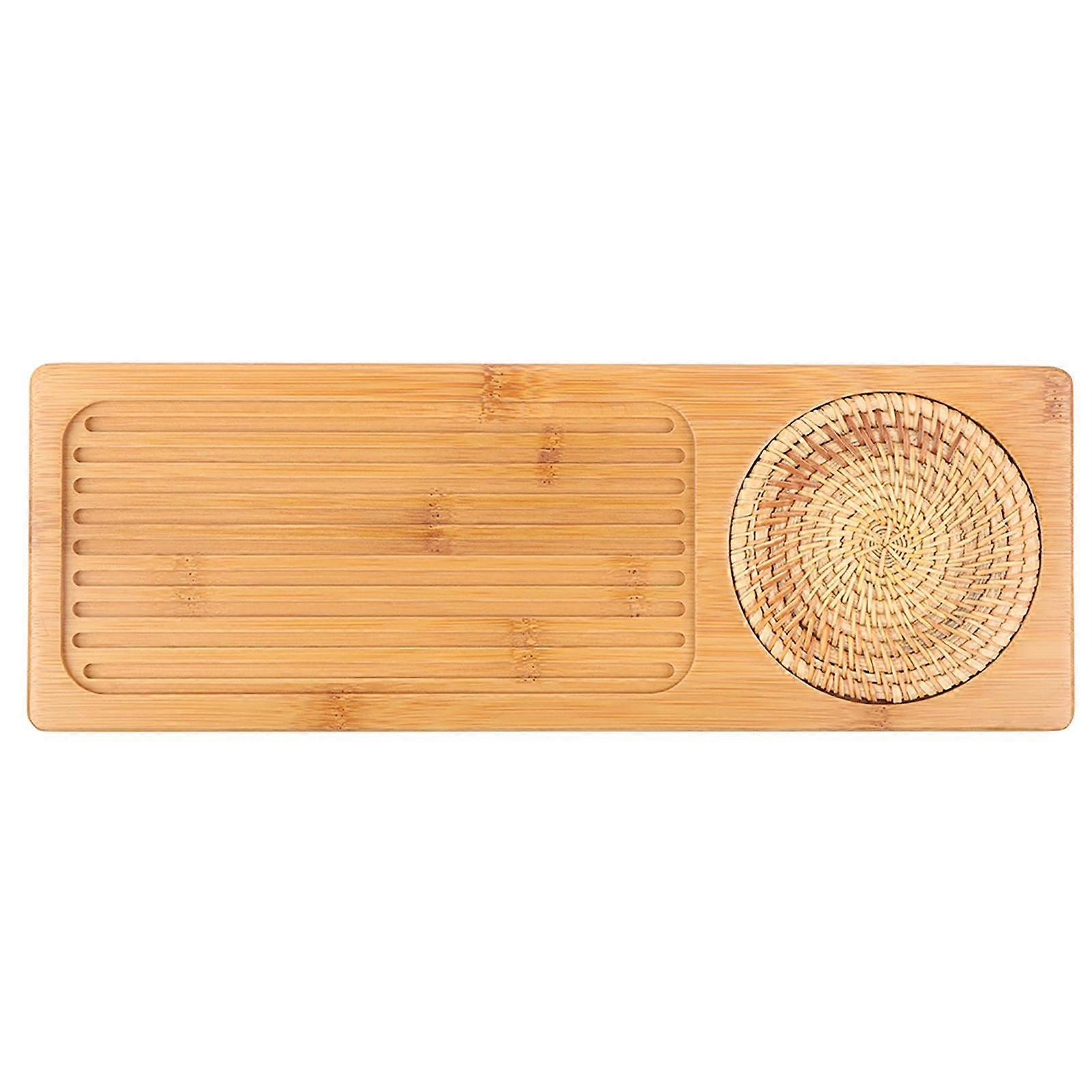 Portable Rectangular Shape Bamboo Tea Tray Storage Kung Fu Tea Teapot Serving Board