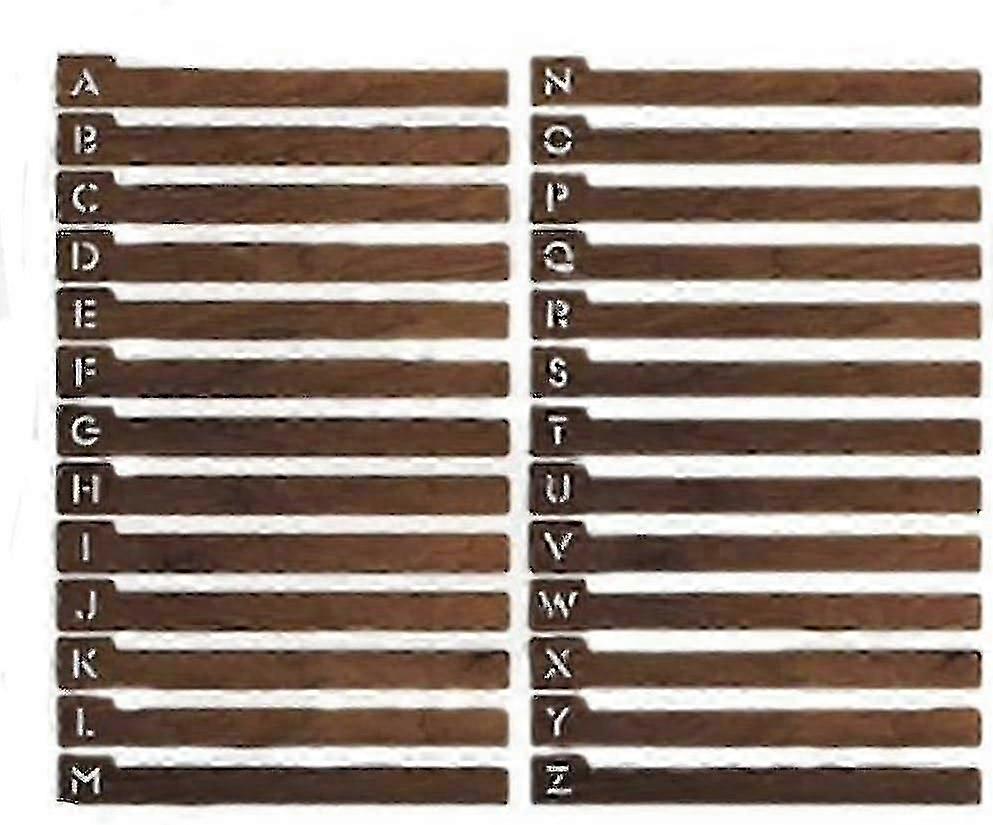 فواصل رف الفينيل مع علامات تبويب أبجدية - منظم خشبي لتخزين LP