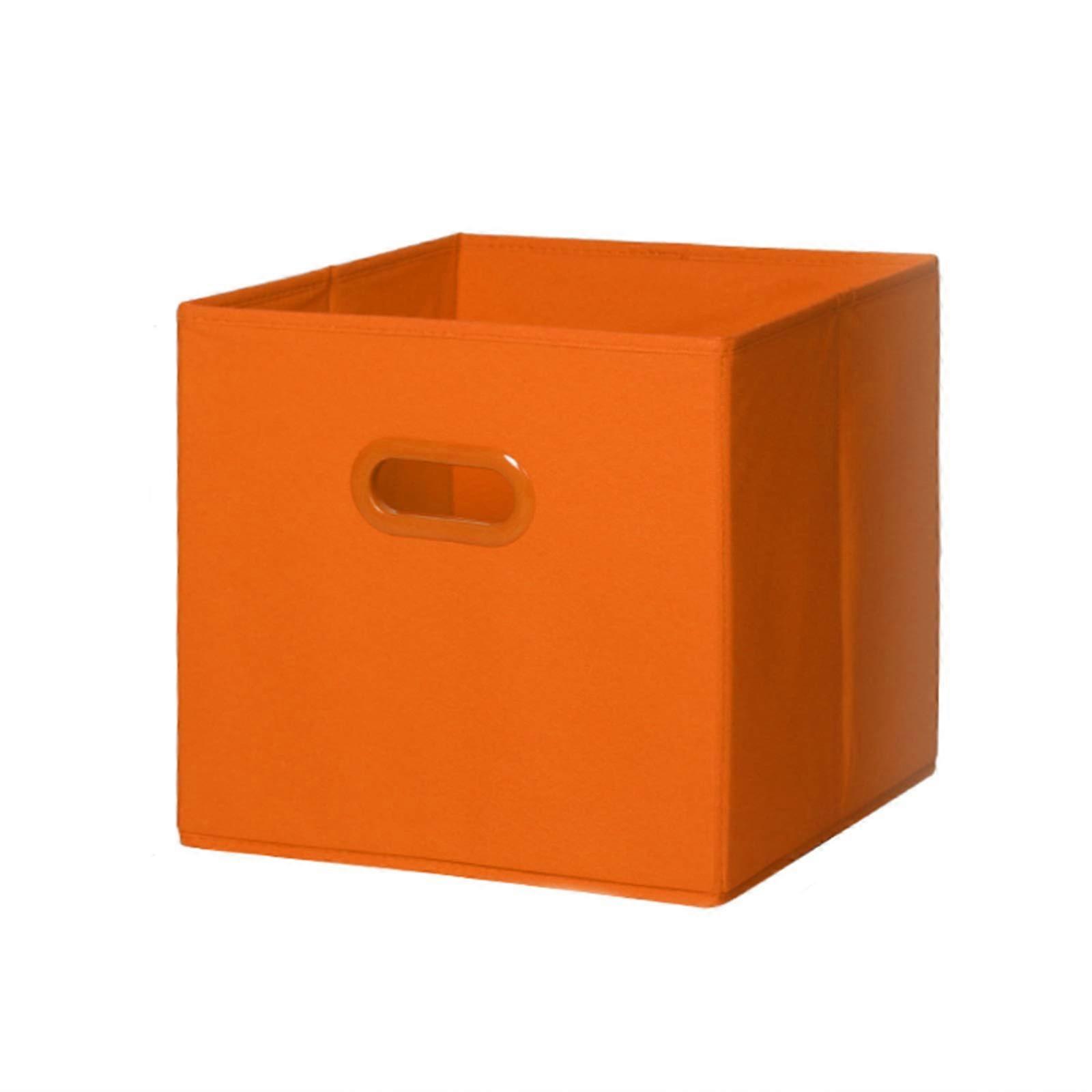 Storage Bin with Handle, Foldable NonWoven Stackable Basket for Clothes Toys, Orange 33x33x32cm