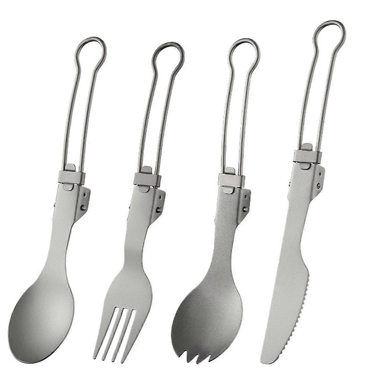 Titanium Foldable Cutlery Hiking Folding Fork Spoon Knife