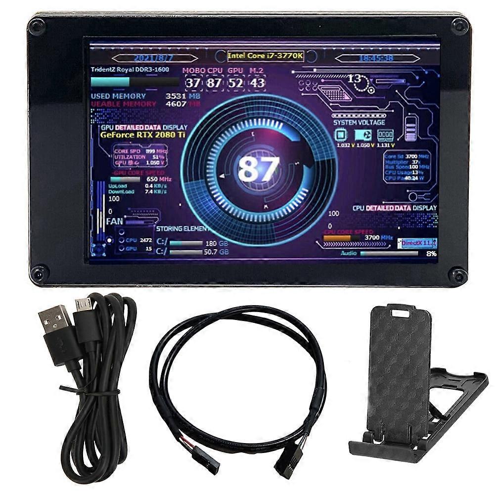 jixopn Dual USB Computer Display 3.5 Inch IPS DIY PC Display Secondary Screen CPU GPU RAM HDD Acrylic for Mini ITX Case AIDA64