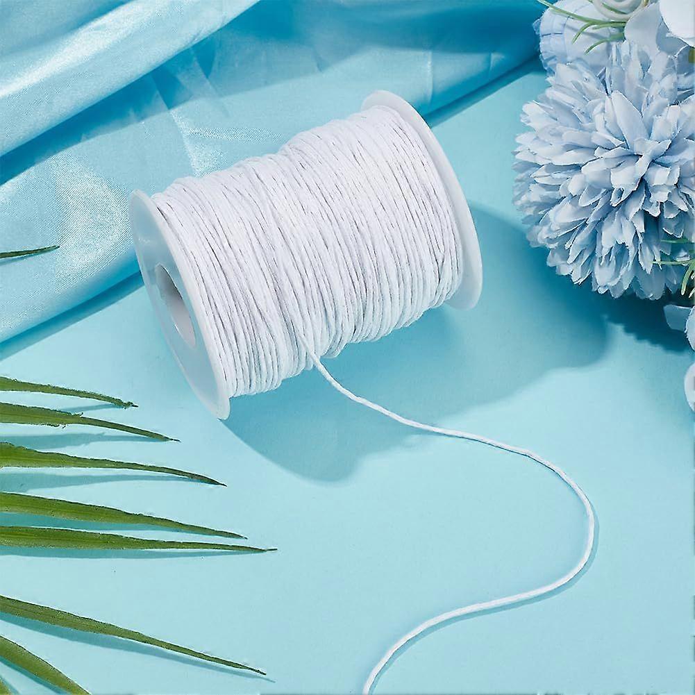 1 Roll Round Waxed Cotton Thread Cord 1mm White 90m for Jewelry Making Crafting and Handmade Projects
