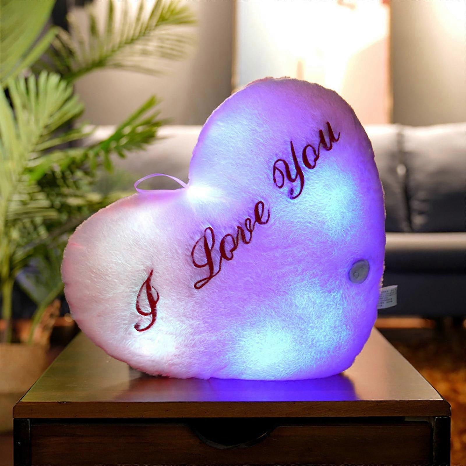 Glowing Heart Shaped Plush Pillow Cushion Changing Glowing Pillow Plush Doll LED Light Toys