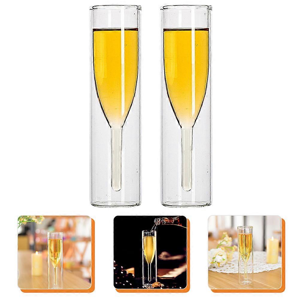Transparent Beer Cup Double Layer for Drinking 2Pcs 100ml Glass