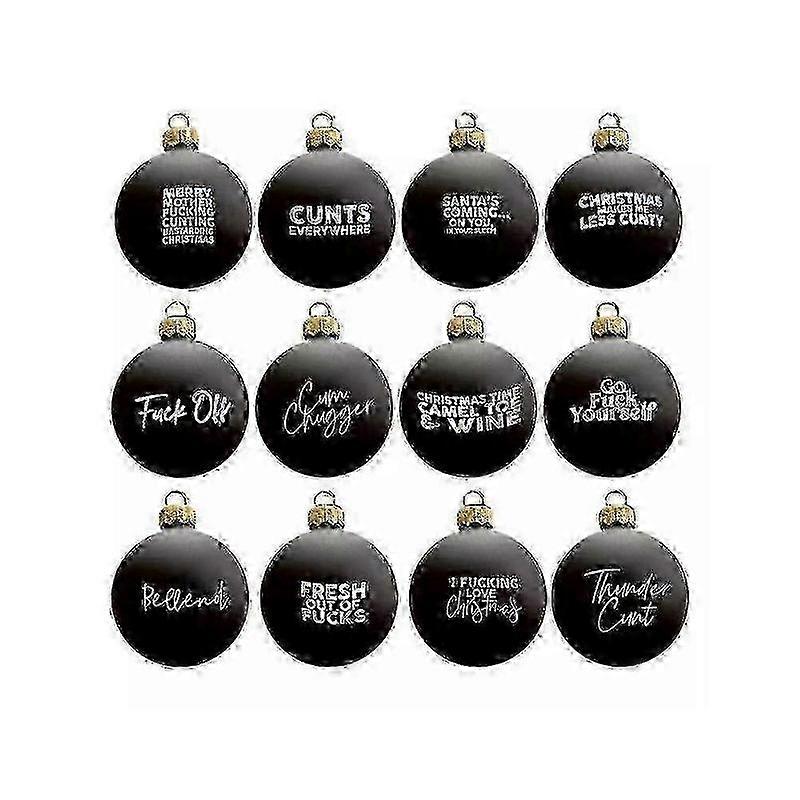 Julepyntsett med banneord og 12 kuler