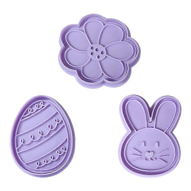 3D Easter Cookie Cutters Set, Easter Fondant Biscuit Pastry Cookie Cutter Stamp, Spring Spring-Loaded Handle