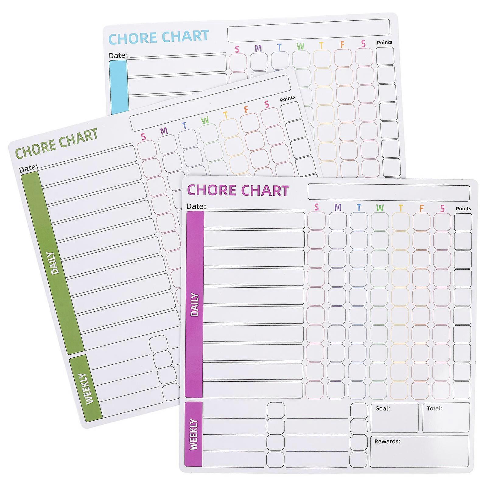 Magnetic Behavior Chart for Daily Use with PET Rubber Magnet Material 3pcs Multi-functional Chore
