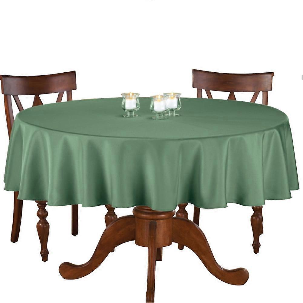 Collections Etc 70 Inch Round Solid Colored Tablecloth, 100% Durable Polyester, Green