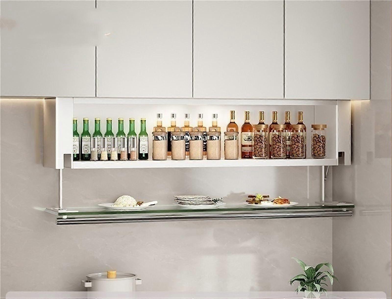 Armoire murale de cuisine avec étagère à épices escamotable, 50 cm, blanche, grande capacité de rangement mural