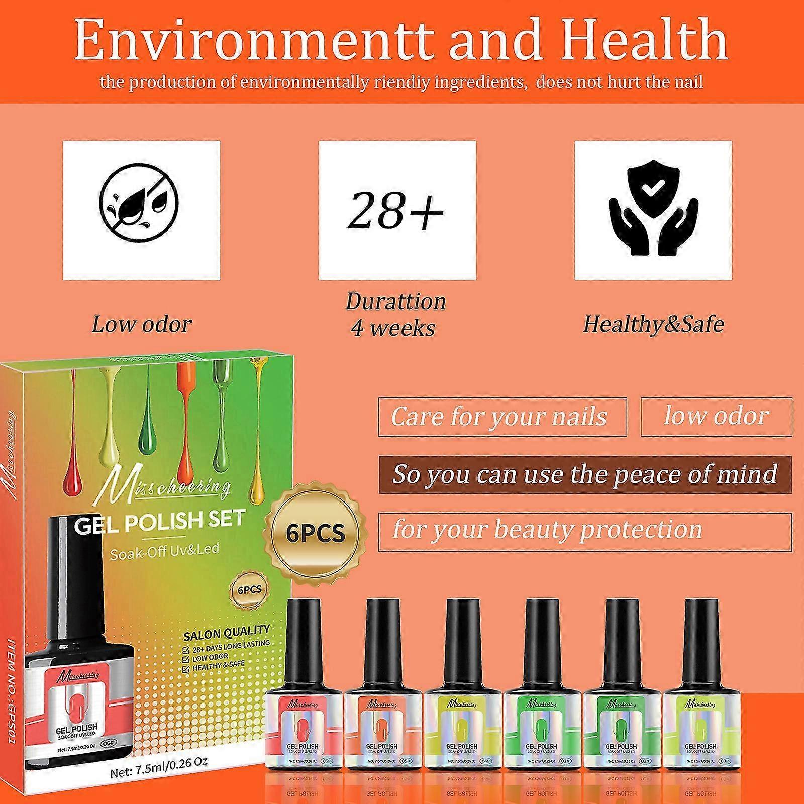 MISSCHEERING 6-färg nagellack set UV-ljusterapi lim set nagellack set GPS09