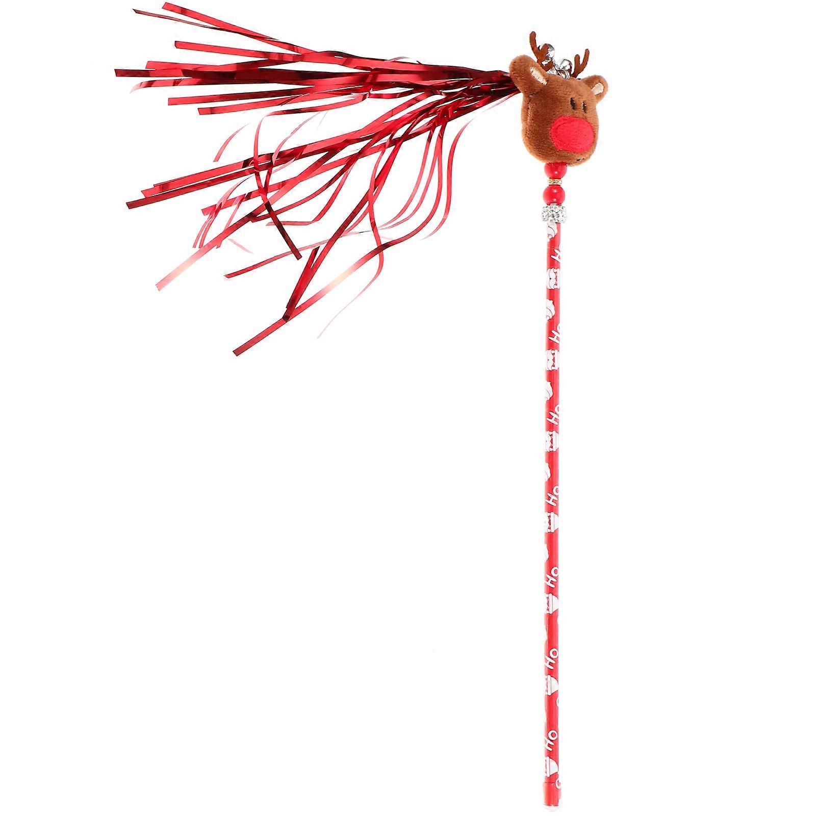 Christmas Cat Teaser Plush Toy for Cats Interactive Wand 4Pcs Reindeer Elements