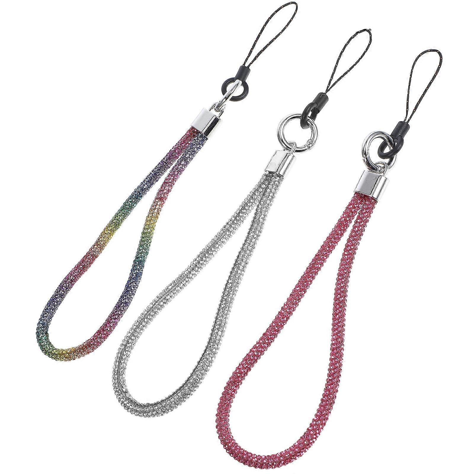 Phone Wrist Strap Rhinestone Wrist Lanyard Lightweight Function 3Pcs