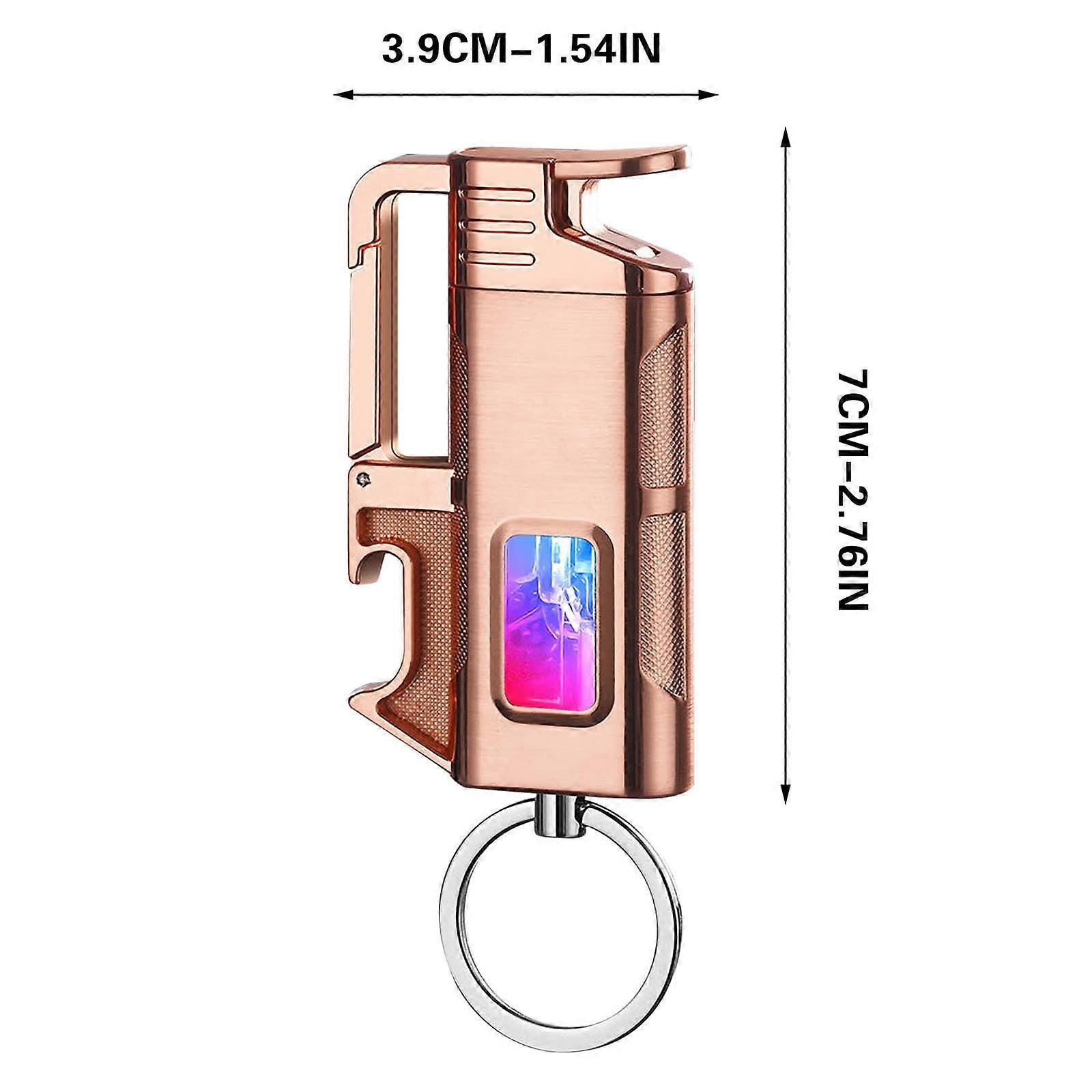 Night Light Transparent Chamber Lighter Direct Blue Flame Windproof Metal Keychain