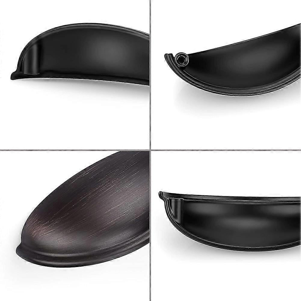 Oil Rubbed Bronze Cabinet Pulls - Bin Cup Drawer Handles, 9cm Handles and Knobs, Kitchen Hardware 5 Pack