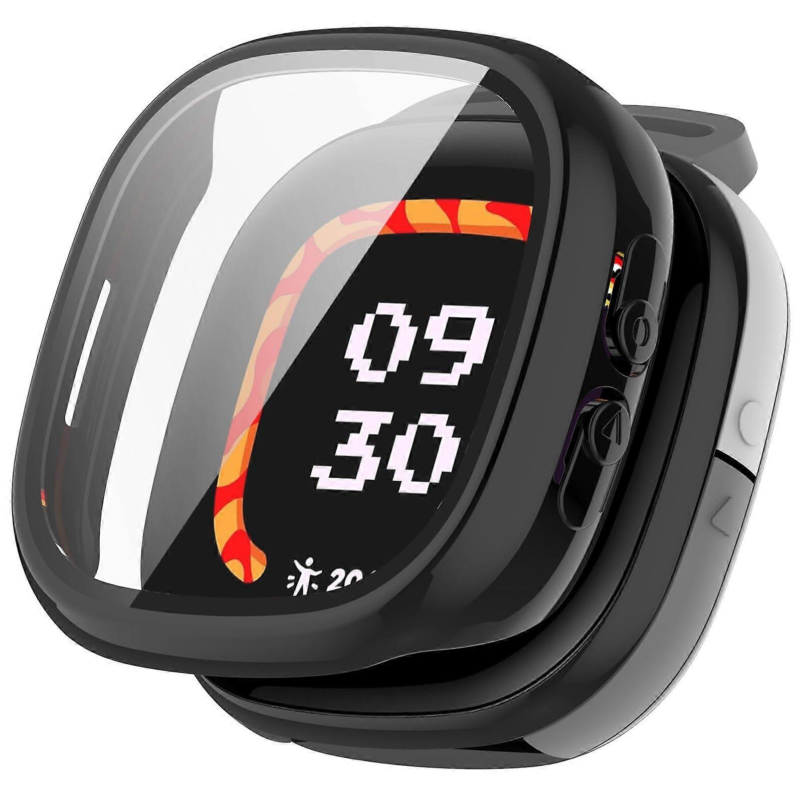 Case for Fitbit Ace LTE with Tempered Glass Screen Protector, Full Coverage ScratchResistant Black Cover