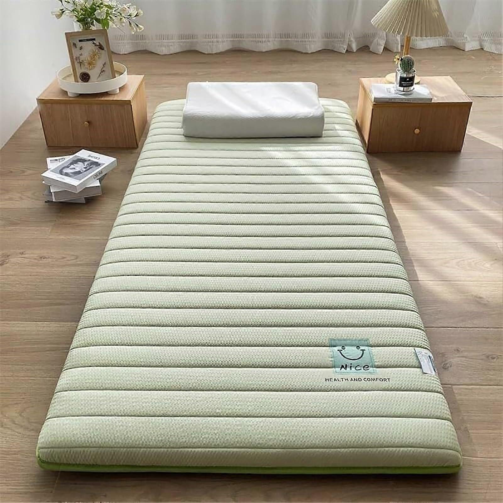 Japanese Floor Mattress with Breathable Fabric, Foldable Futon Mattress for Guest Bed, Green 90x200cm