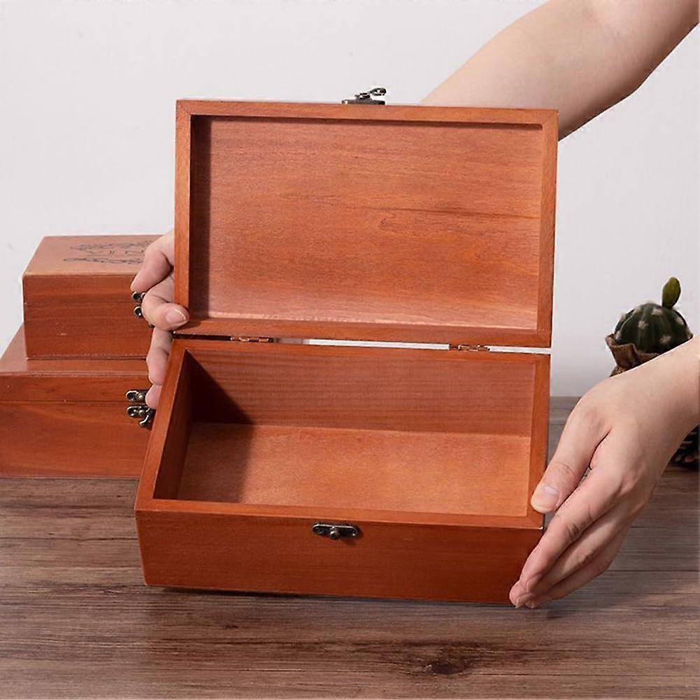 Lockable Wooden Storage Box with Retro Design for Home Organization and Secure Valuables