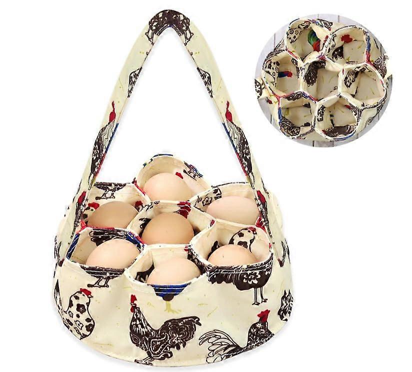 Egg Gathering Basket with 7 Pockets and Felt Base for Chickens Ducks Farmhouse and Garden Use