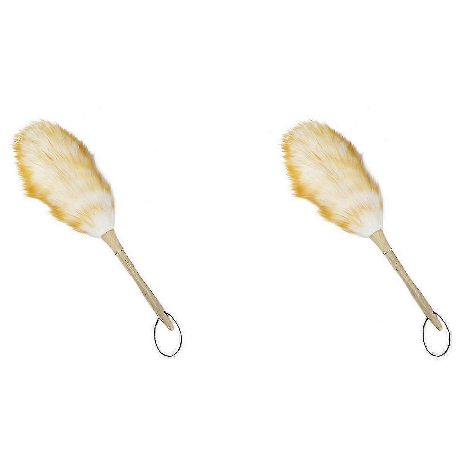 Wool duster, solid wood handle, flexible duster head, anti-static.