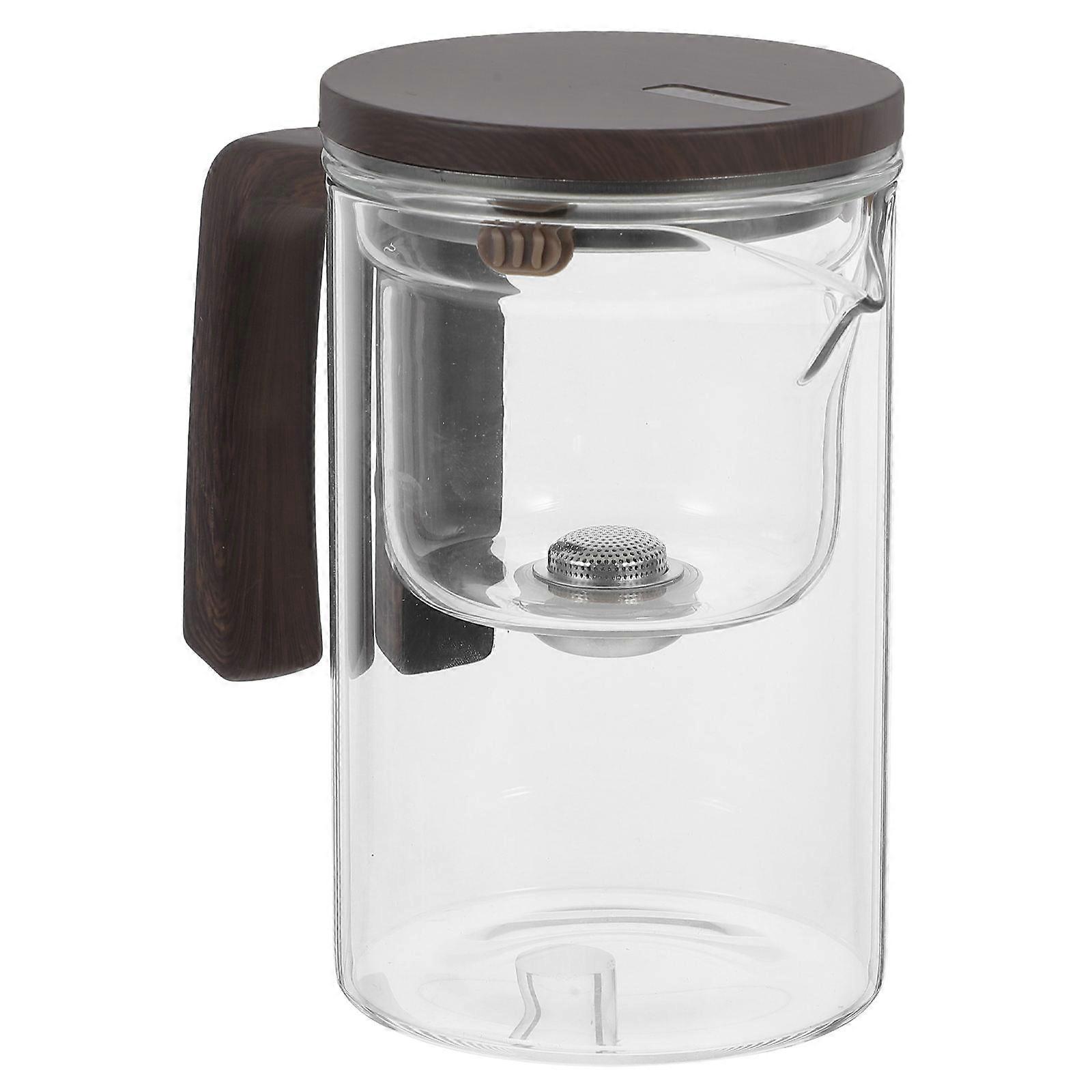 Brown Glass Teapot with Strainer for Hot Tea Brewing 520Ml Use