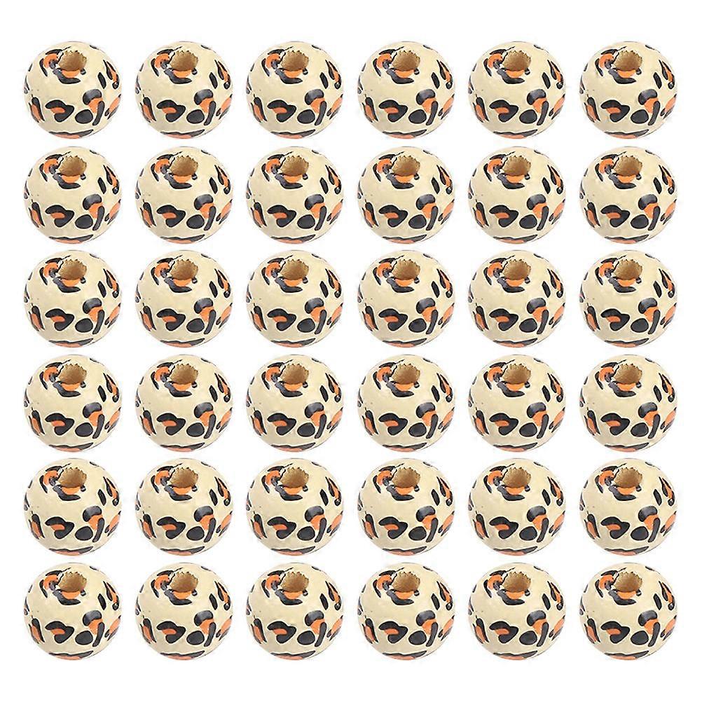 Colorful Wood Beads for DIY Craft Use 100Pcs Creative Leopard Pattern Beads